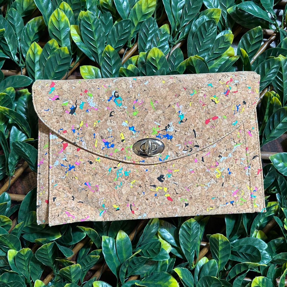 Street Level Cork Color Splash Crossbody Clutch, Paint Splash
